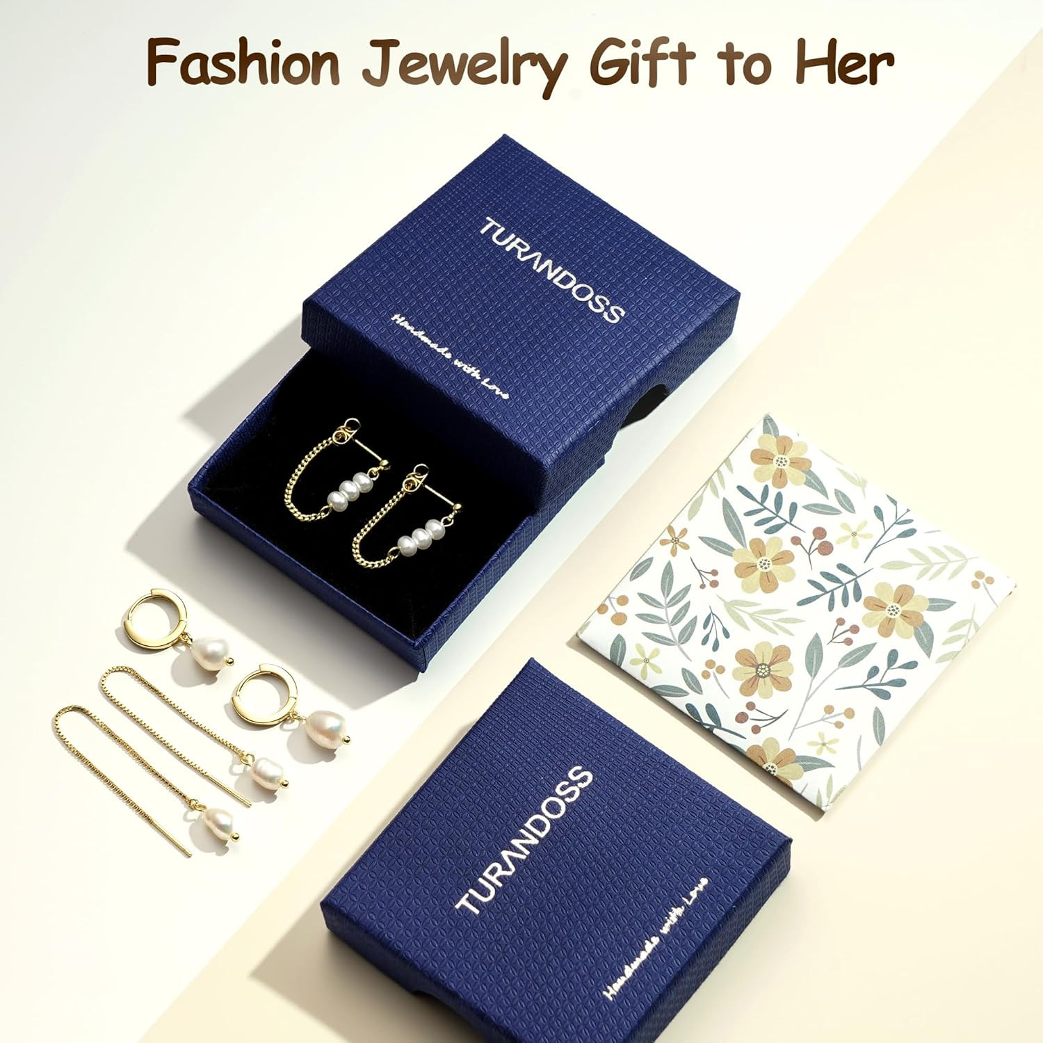 Pearl Earrings Set for Women Trendy Dainty Pearl Dangle Hoop Earrings Mismatched