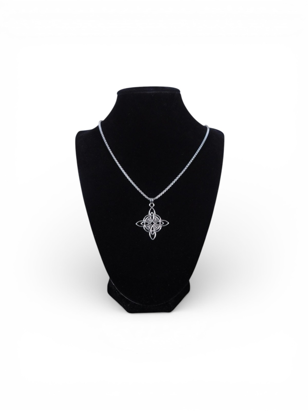 Celtic Knot Pendant Necklace Silver Tone Chain Lobster Clasp Symbolic Jewelry