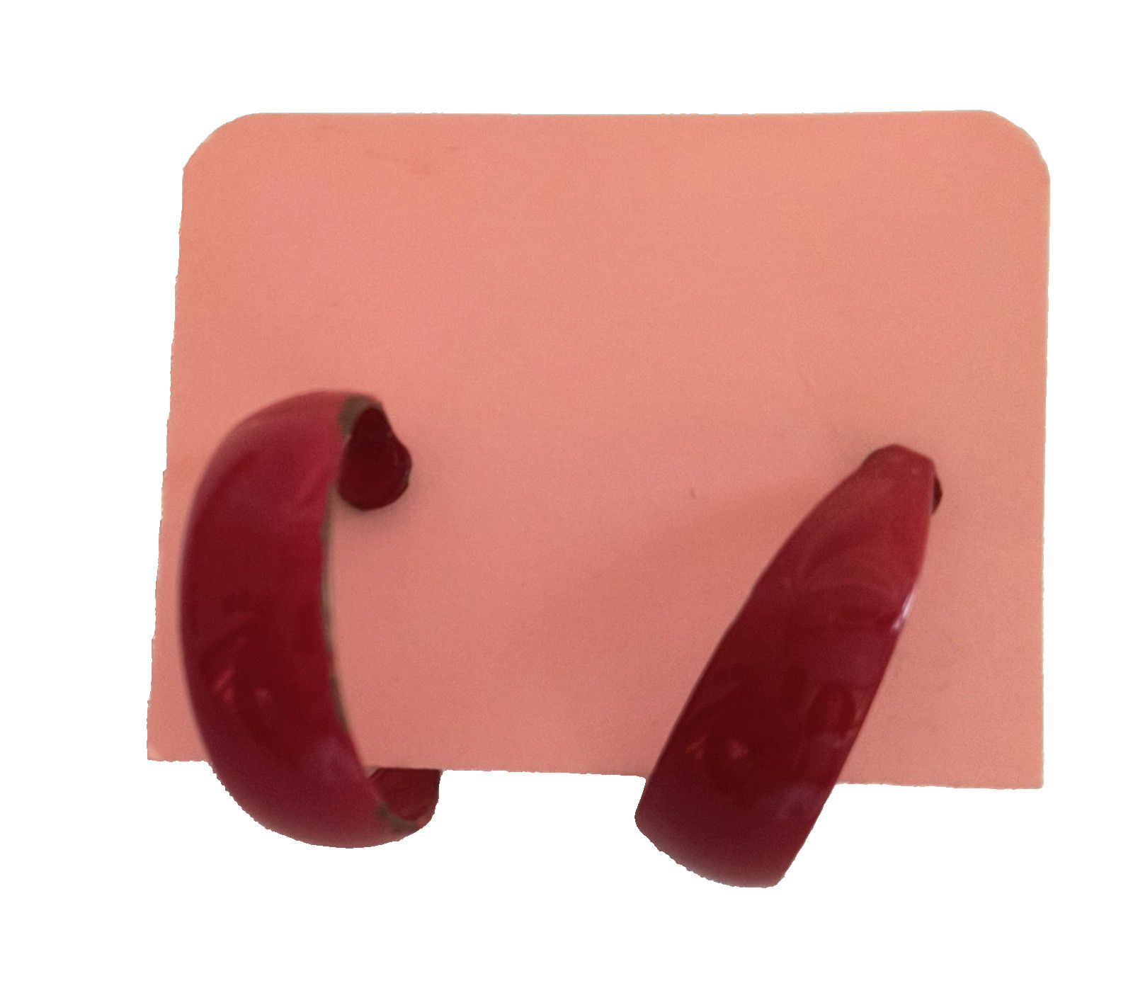 Women’s Earrings for Pierced Ears 1″ Red Enamel Metal Post Hoops La Pousette