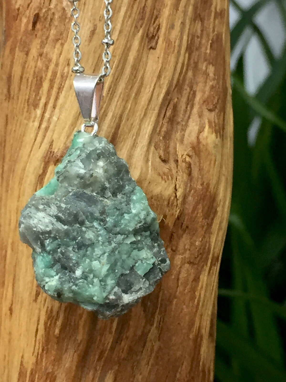 Rough Emerald Pendant Emerald Crystal Quartz Gemstone Specimen Reiki Chakra.