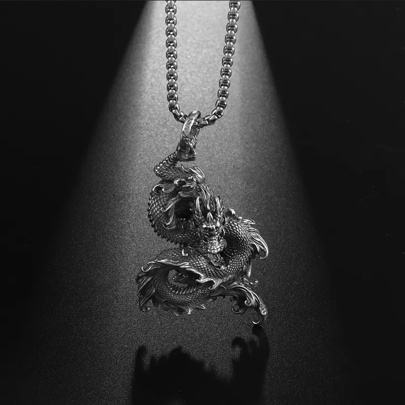 Dragon Snake Mythical Pendant Necklace Gothic Fairy Tale Jewelry