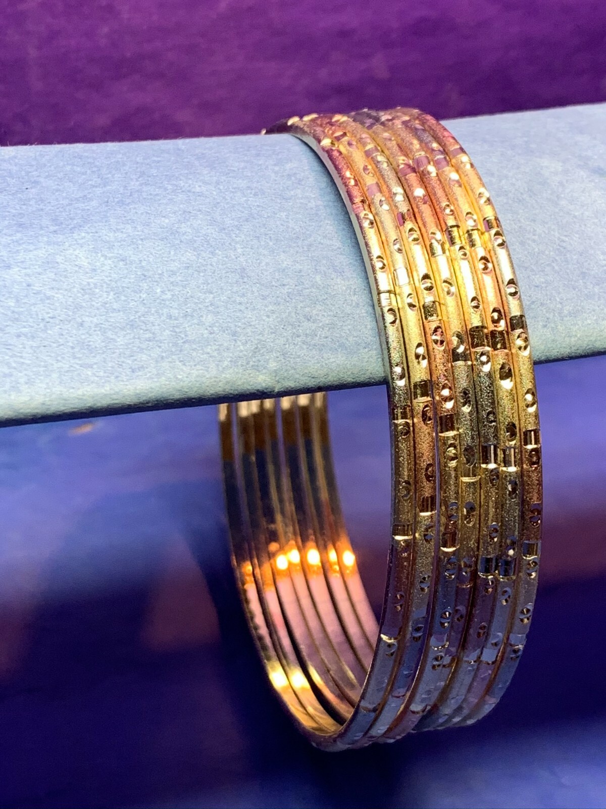 Tri Silver Gold Layered Semanario Bangles Bracelets Oro Laminado Sets 3/7/12 2mm