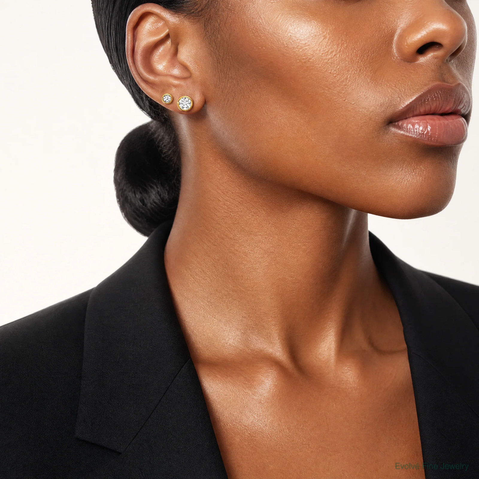 Sterling Silver Gold-Tone 3mm And 5mm CZ Bezel Post Earrings Set