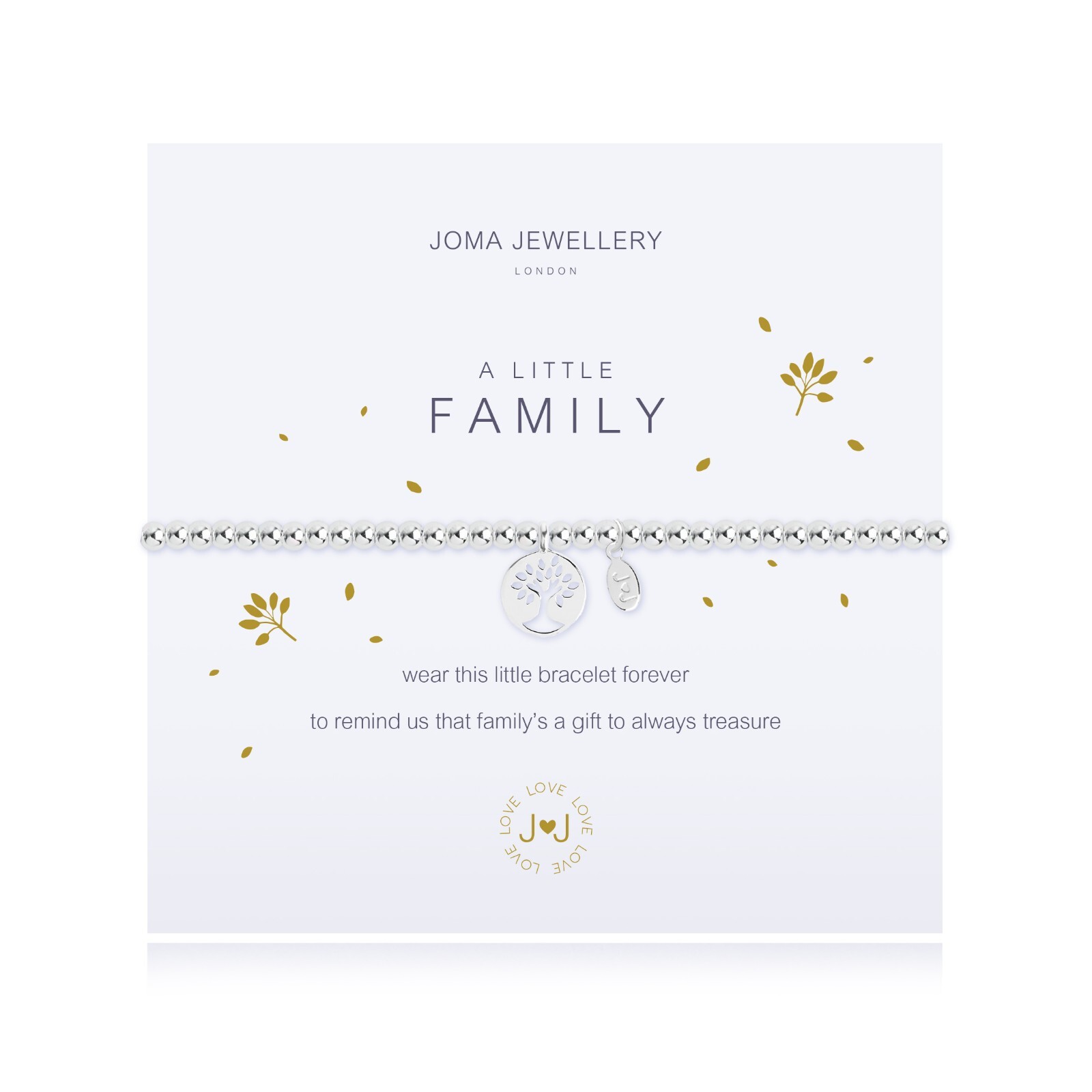 Joma Jewellery Silver Plated Beaded Bracelet A Little FAMILY + Gift Bag 2077