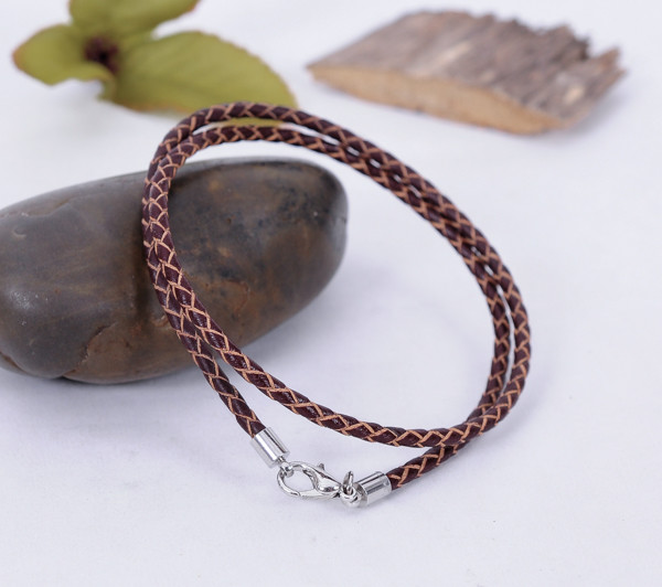 Silver 3mm Braided Genuine Leather Cord Necklace/Bracelet Steeling Lobster Clasp