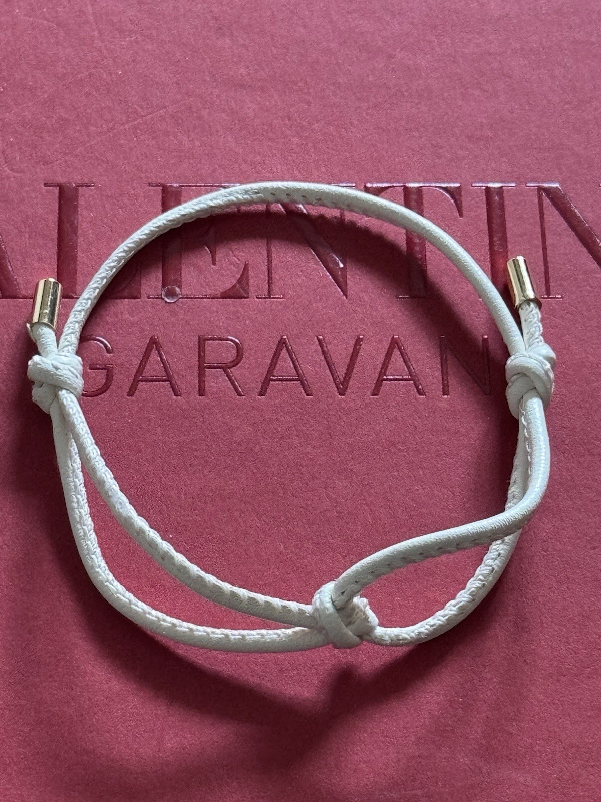 Valentino Garavani White Leather Cord Bracelet w/ Box