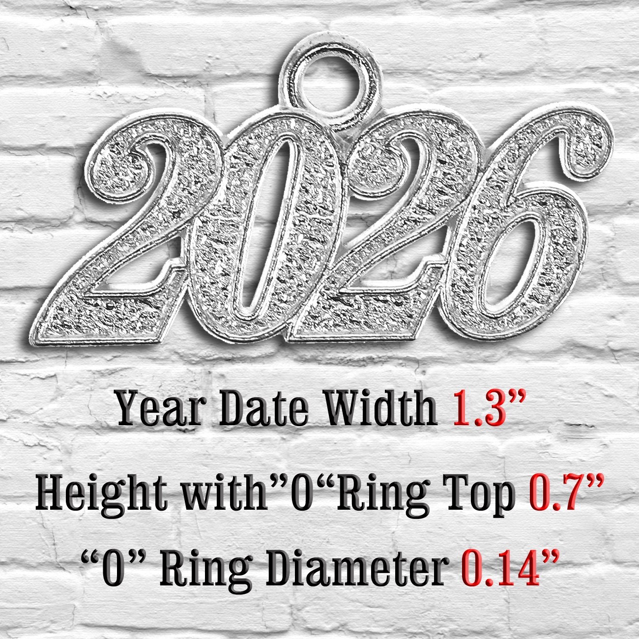 2024 Silver Metal Graduation Tassel Charm Year Date for Cap or Bracelet (Qty: 1)