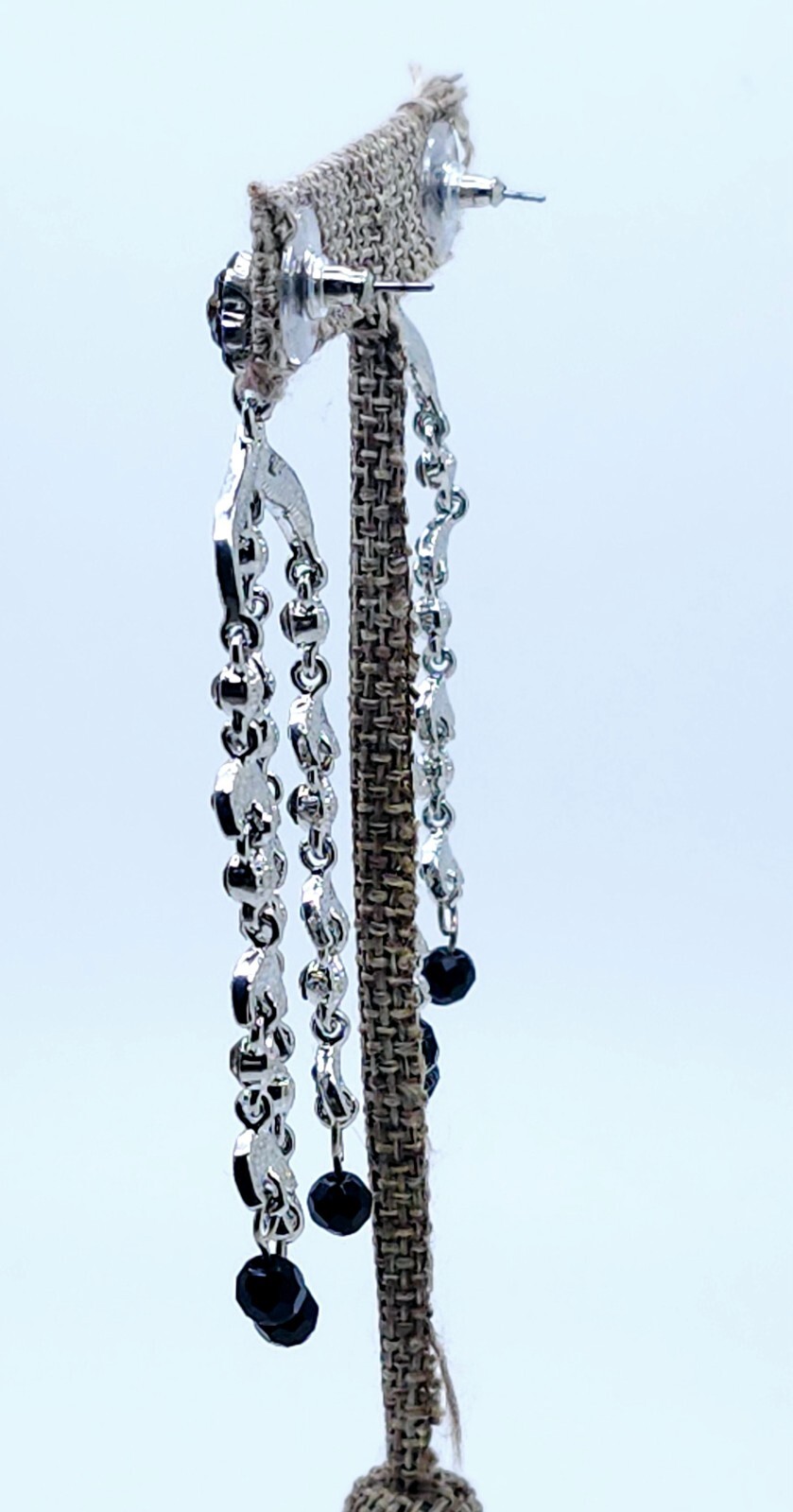 3.25″Long black & BD Rhinestone 3 Line Dangle Chandelier fashion party Earrings
