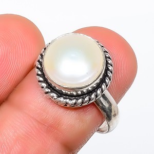 Natural Fresh Water Pearl Gemstone 925 Silver Plated Ring s.8 TR7508-2