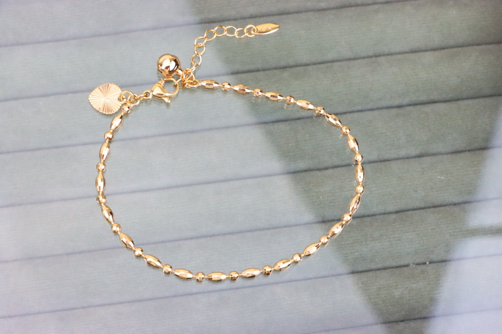 Beaded Rose Gold Anklet with Shine Charm, XPAL1166