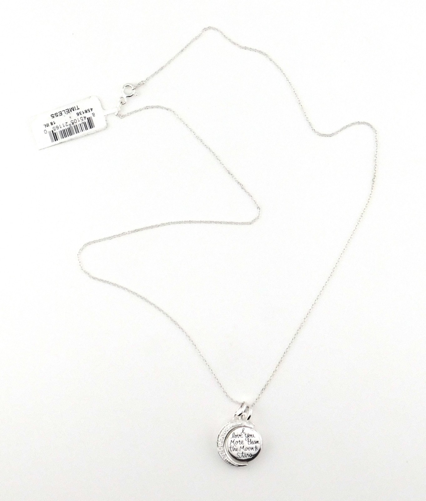 Timeless 925 Sterling Silver CZ “I LOVE YOU MORE THAN THE MOON & STARS” Necklace