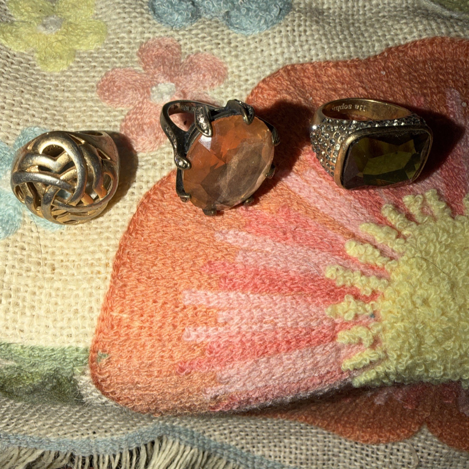 Lis Sophia Lot Of 3 Rings Costume Jewelry Size 7,8 & 8.5