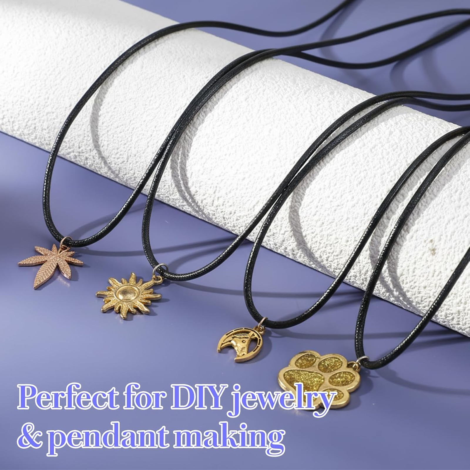Leather Necklace Cord Set 8 Pcs Adjustable 18 to 28 Inches Black Leather Cords
