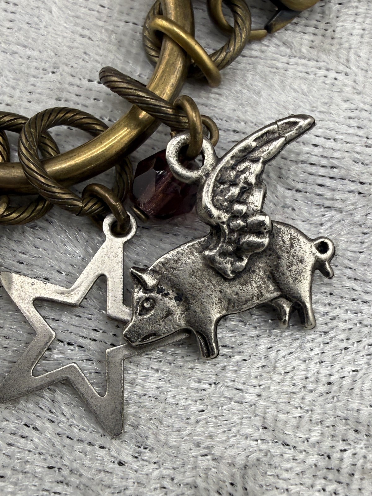 Charm Bracelet Celestial Flying Pig Outer Space Planet Star 6.5″ Lenny Eva