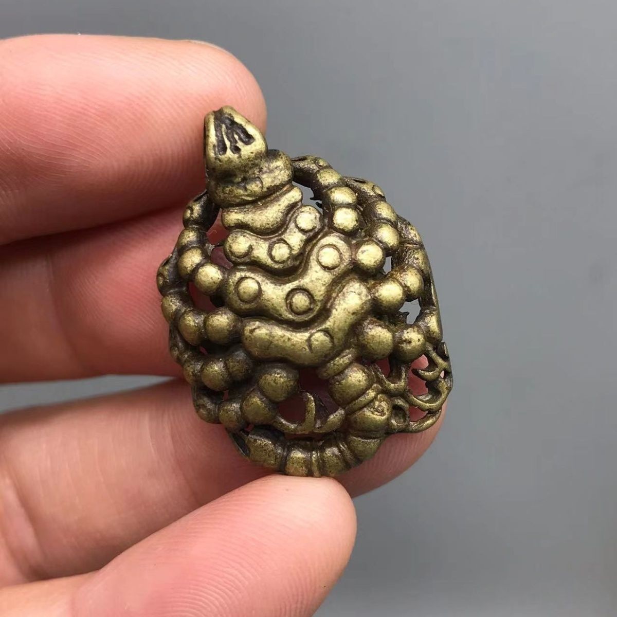 Brass Lotus Master Flame Nine-headed Iron Scorpion Tibetan Jewelry Hand-hammered