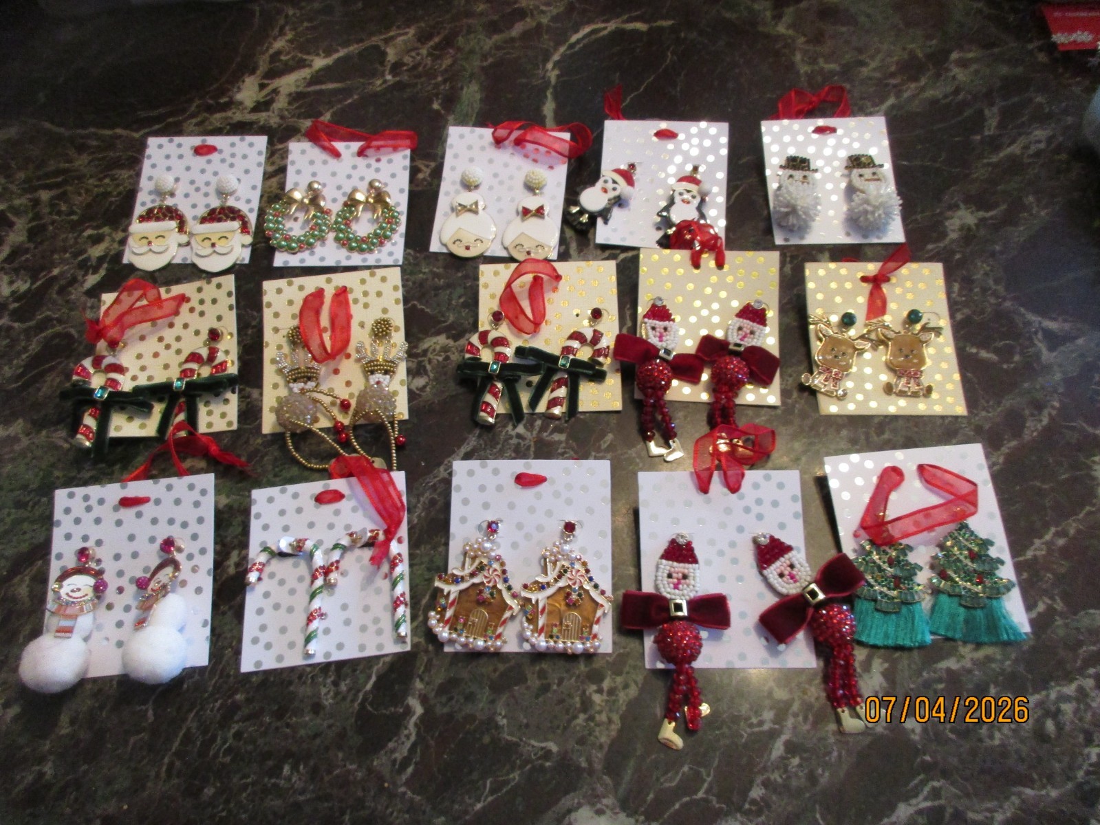 Lot 15 Assorted FANCY Christmas Holiday Earrings Xmas Earring Lot 1