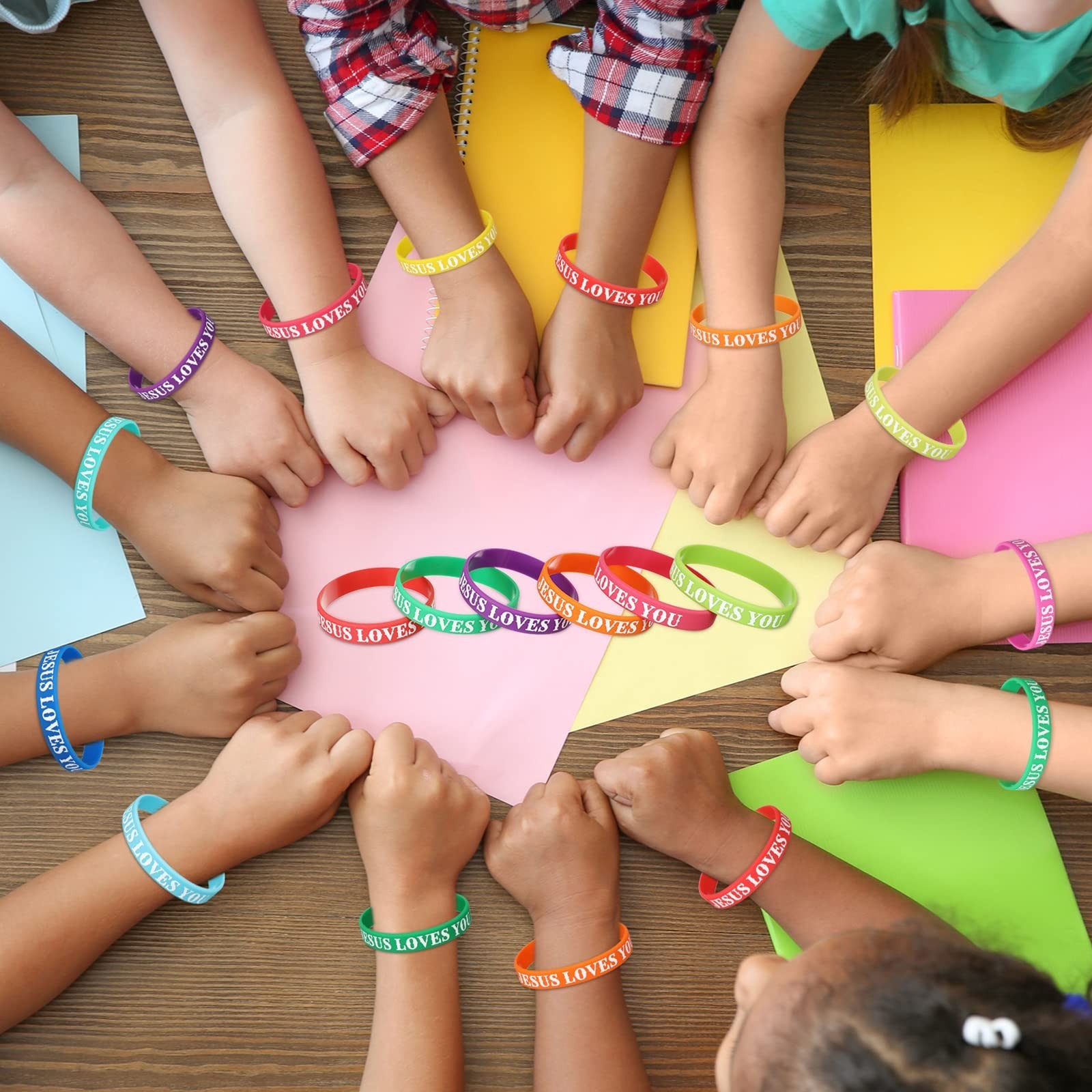 100 Pcs Jesus Loves You Bracelets – Colorful Silicone Rubber Wristbands for Men