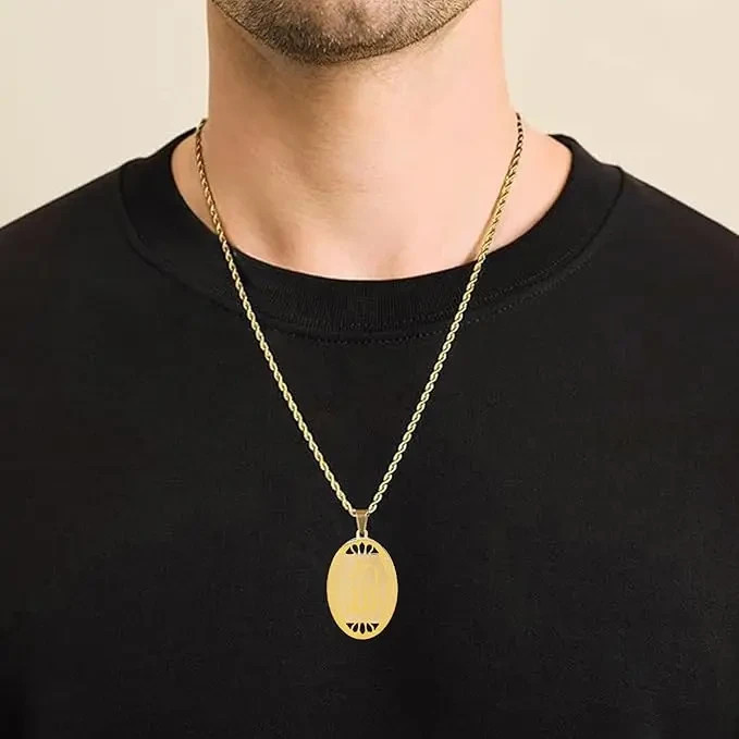 Allah Necklace 18K Gold Silver Muslim Pendant Men Islamic Jewelry Arabic Women