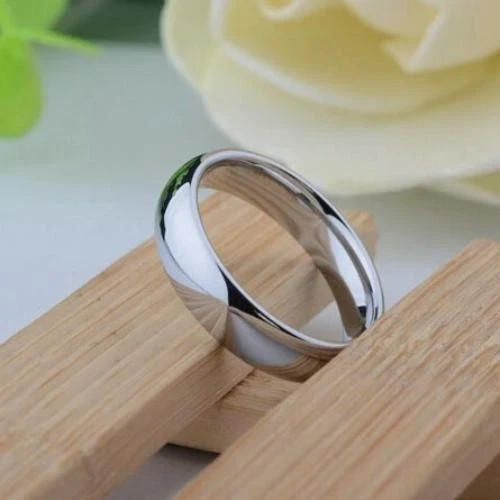 4MM Stainless Steel Wedding Band Ring Plain Comfort Fit Men Women Silver Black