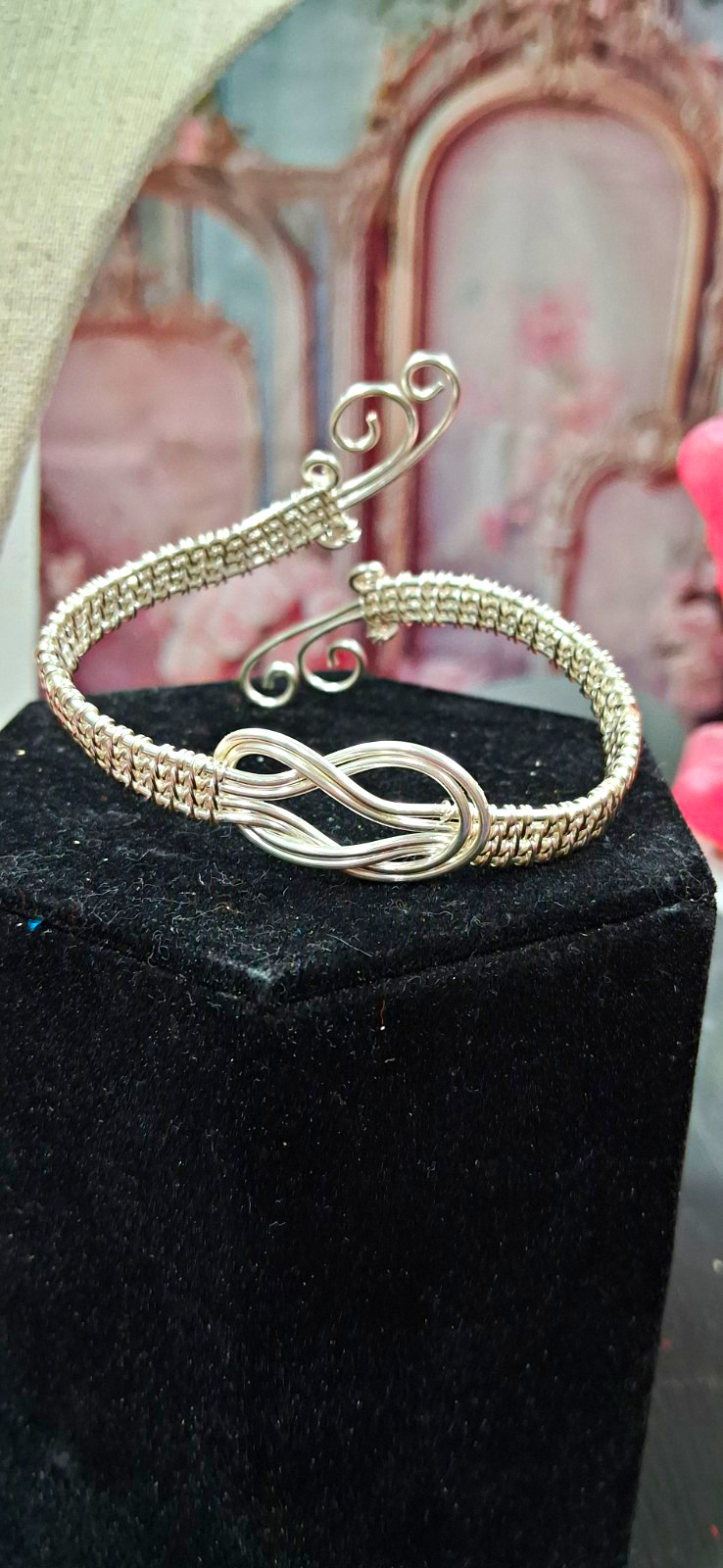Handmade Wire Wrapped Metal Cuff Bracelet/Infinity Center