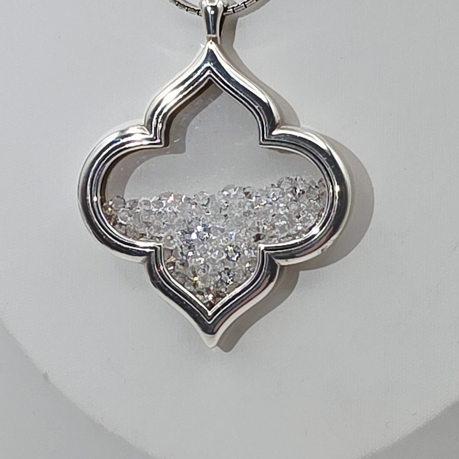 Brighton Toledo Saltar Long Necklace Floating Crystal Quatrefoil Pendant 36″