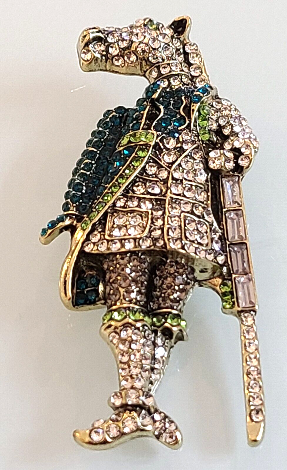 FAB DESIGNER UNSIGNED EQUINE CRYSTAL HORSE BROOCH PIN PLUS PENDANT