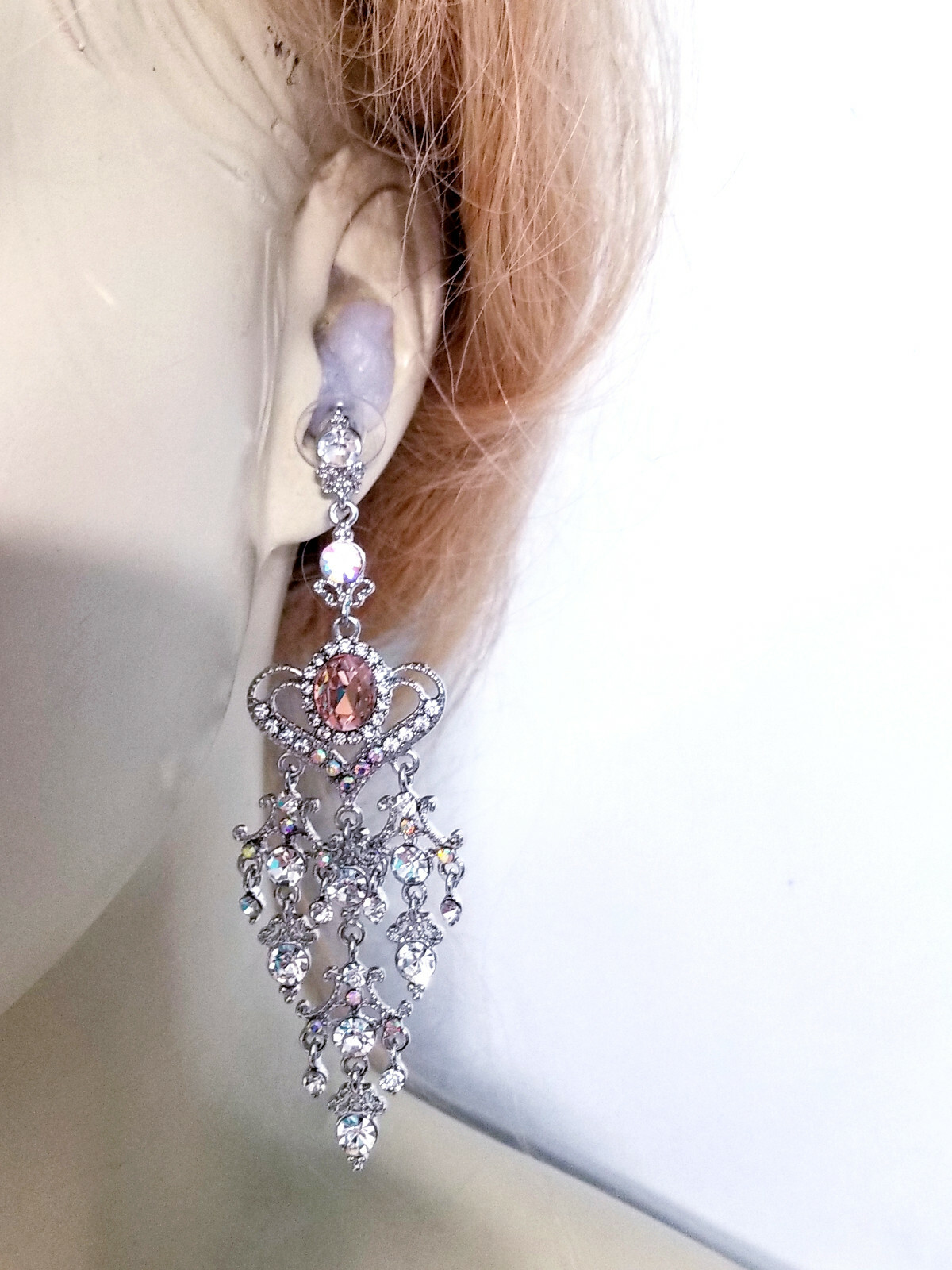 Chandelier Drop Earrings, 4 Inch Bridesmaid Earrings, Prom Pageant Jewelry