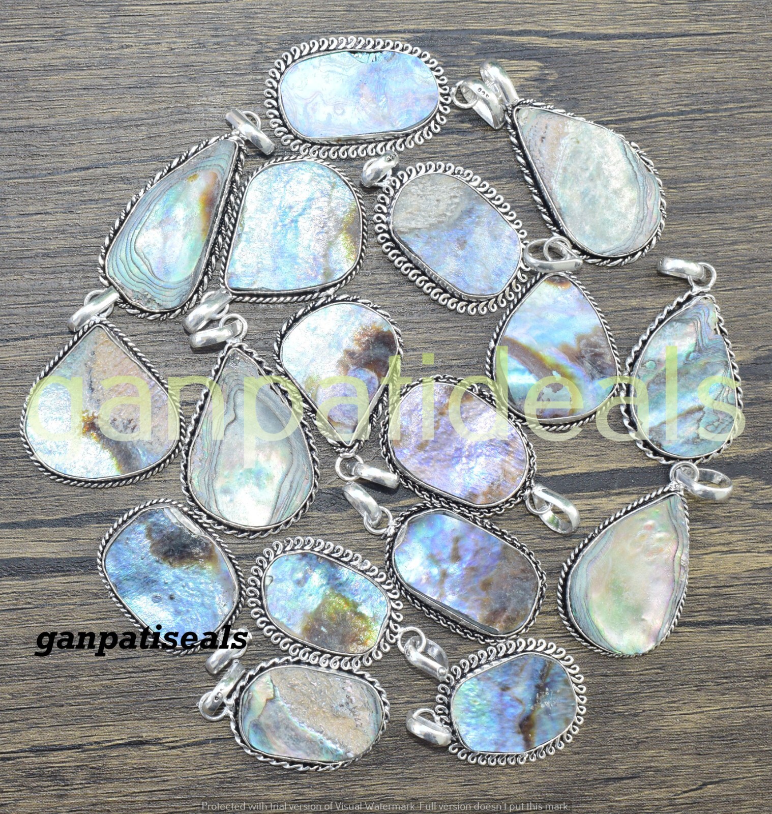 Abalone Shell Gemstone Pendant Wholesale 20pcs Lot 925 Silver Plated Jewelry