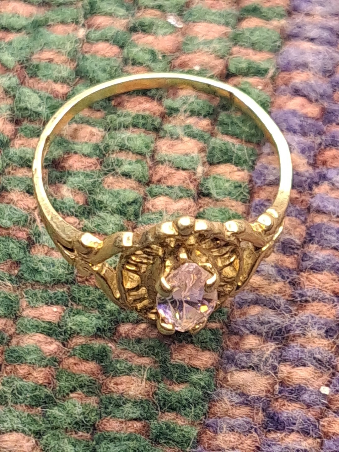Ring 1 Carat Pink Gemstone Ring in 10K Solid Yellow Gold Size 6.5 11-14