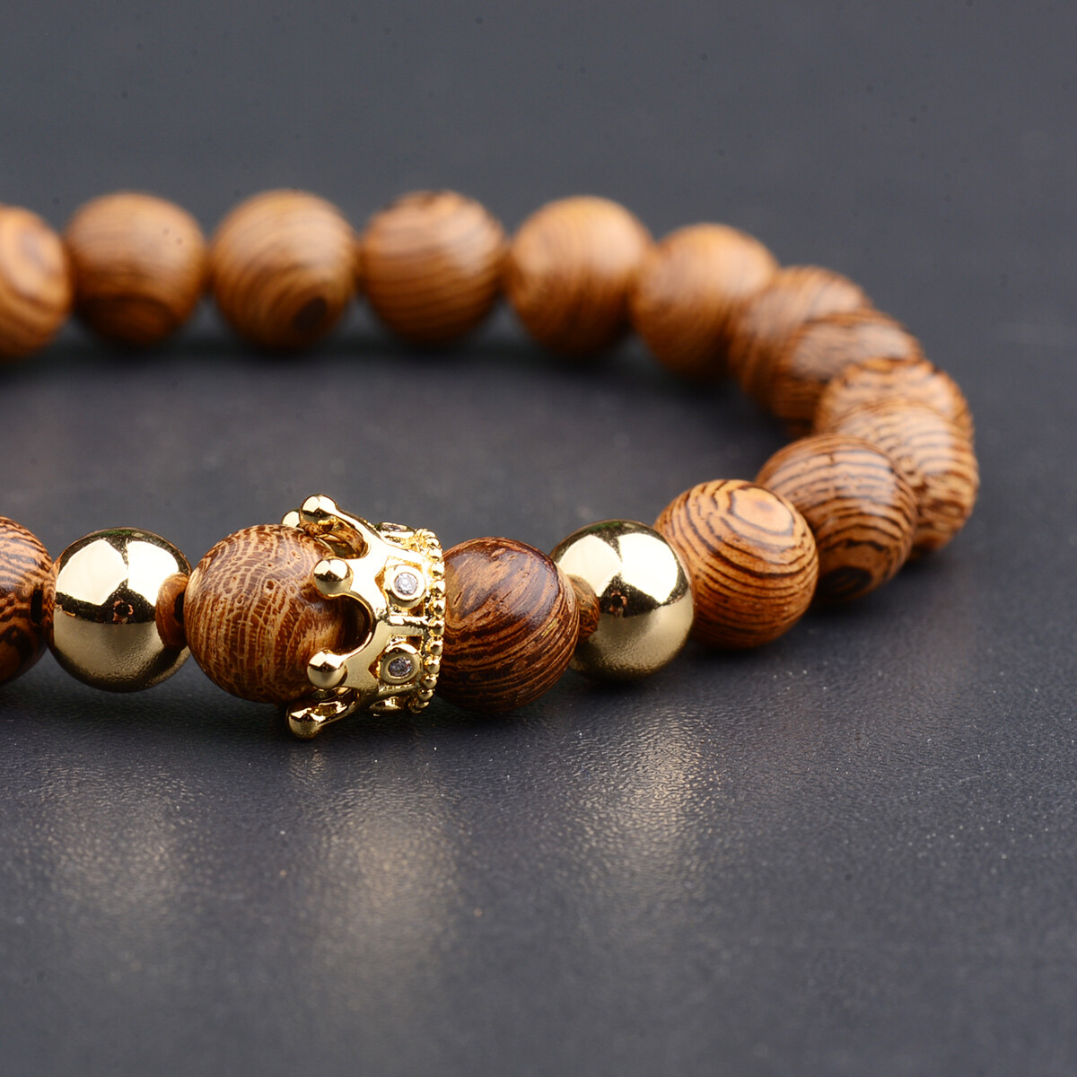 Wood Alloy Crown Beaded Bracelets for Women Healing Reiki Balance Yoga Bracelets