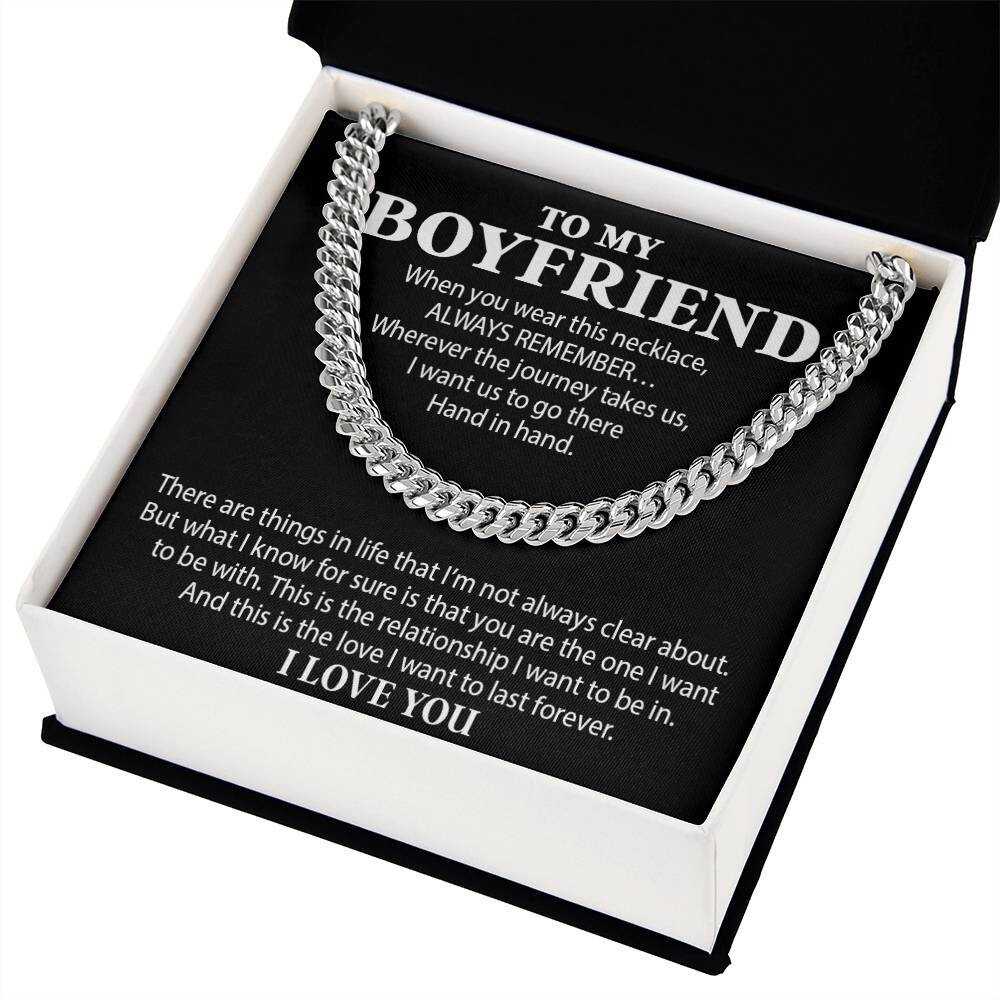 Boyfriend Cuban Chain Necklace, Promise Necklace For Boyfriend, Boyfriend Gift