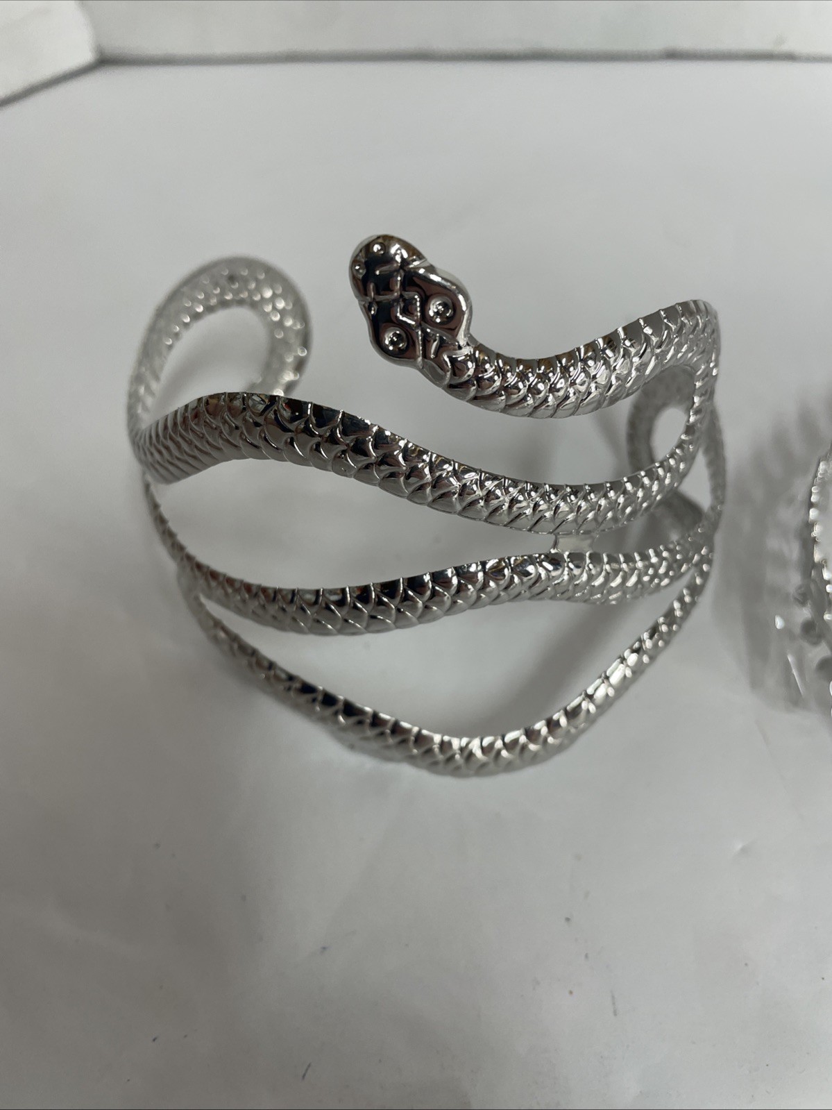 10 Bangle Silver Toned Bracelets Stackable Adjustable Alloy