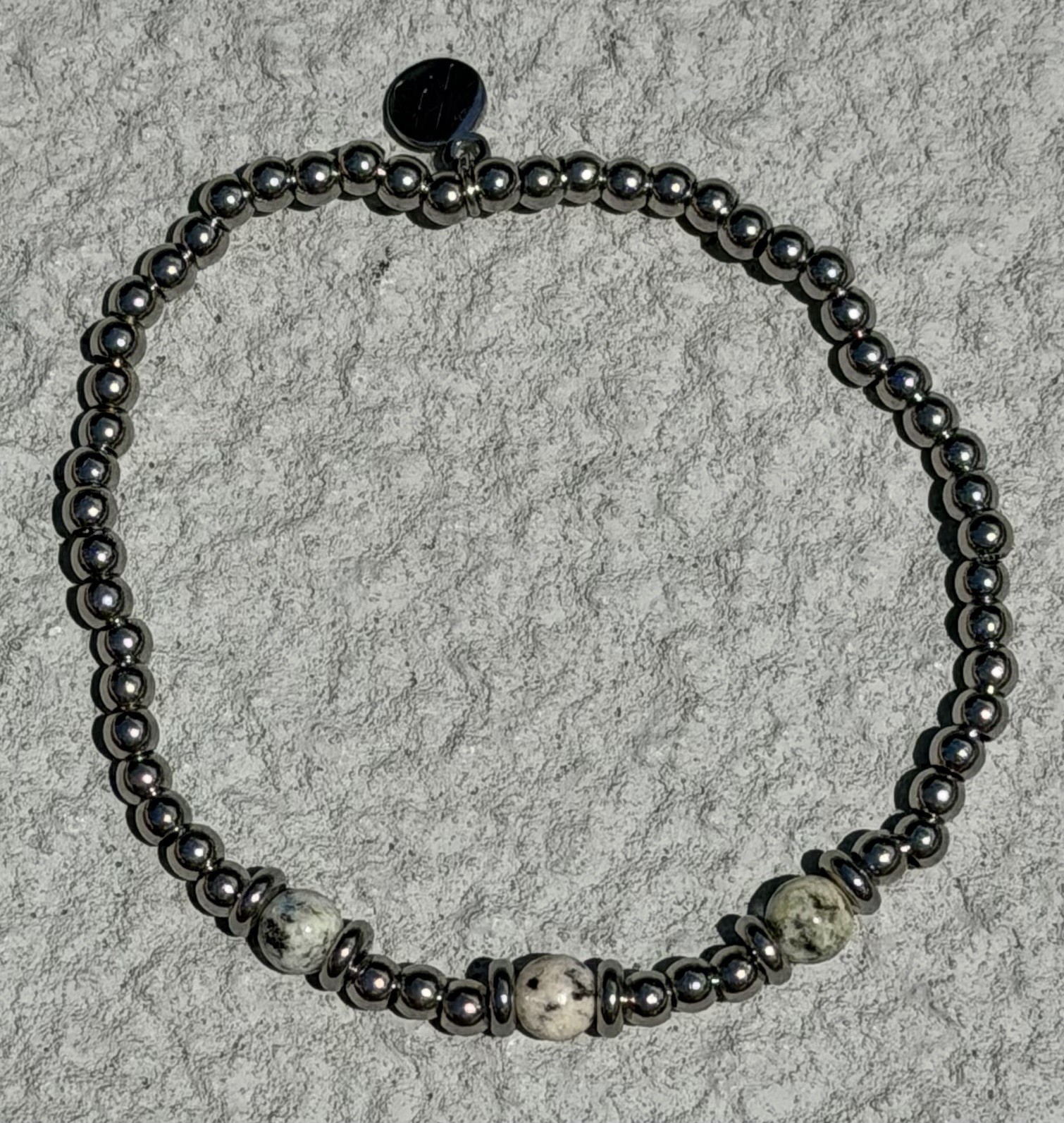 T. Jazelle “DEFINE YOURSELF” Stretchable Bracelet With Silver & K2 Jasper Beads
