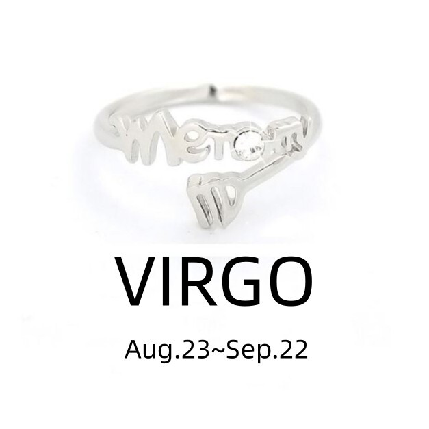 Silver Plated Alloy Leo 12 Constellations Ring Zodiac Adjustable Opening #046