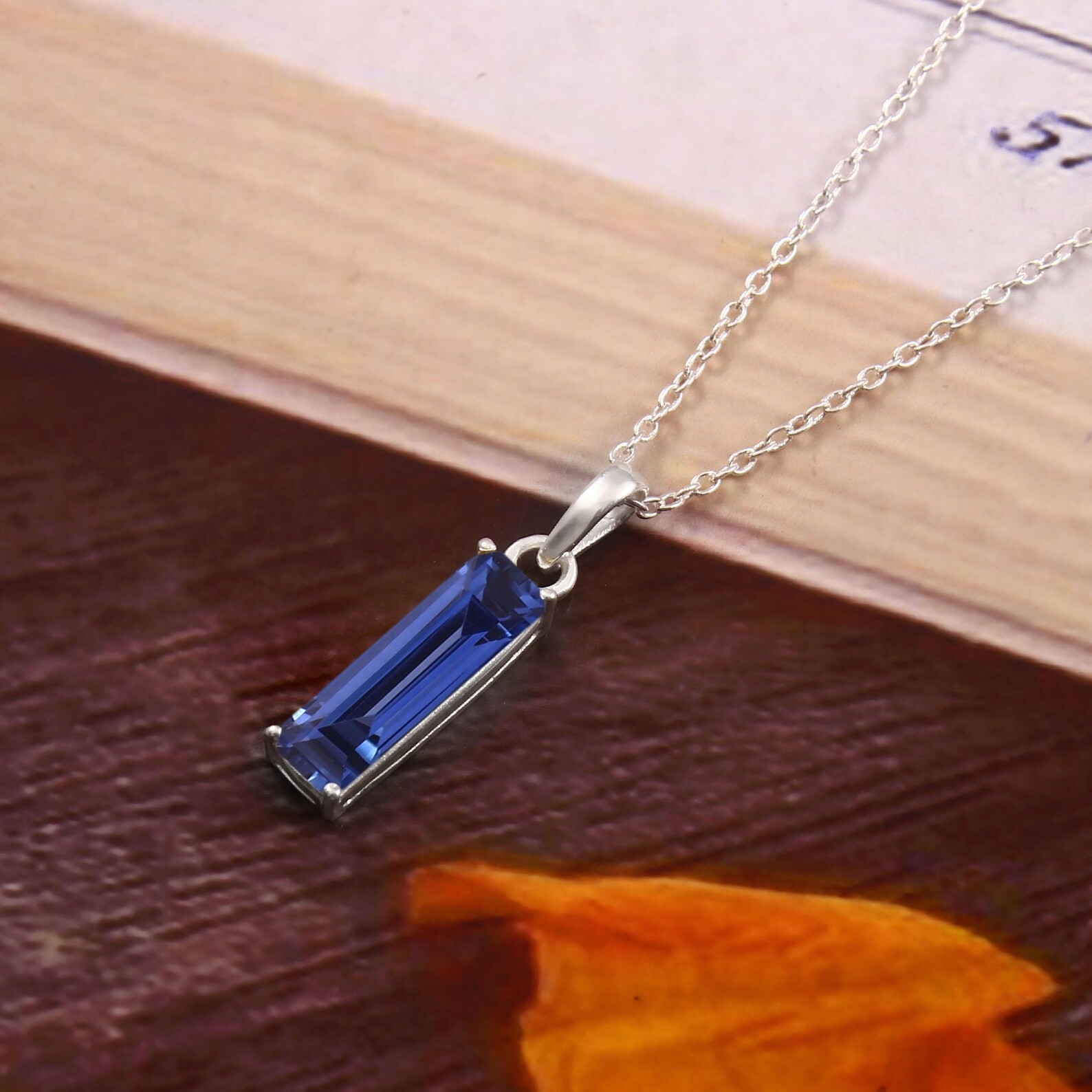 20 Ct Blue Sapphire Pendant Sterling Silver Emerald Jewelry Gems GIE Certified