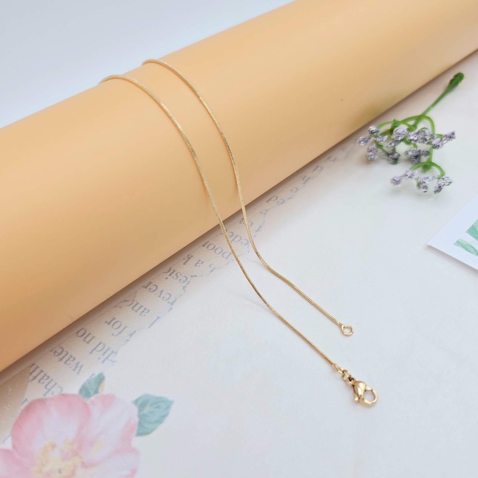 Flat Snake Chain Necklace for Women – 45cm , XPNL0047 Minimalist Rose Gold