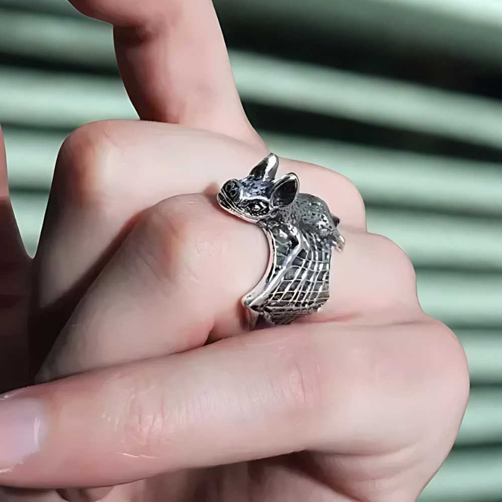 Bat Ring (Adjustable) Gothic Rave Punk Silver Ring Set Y2K