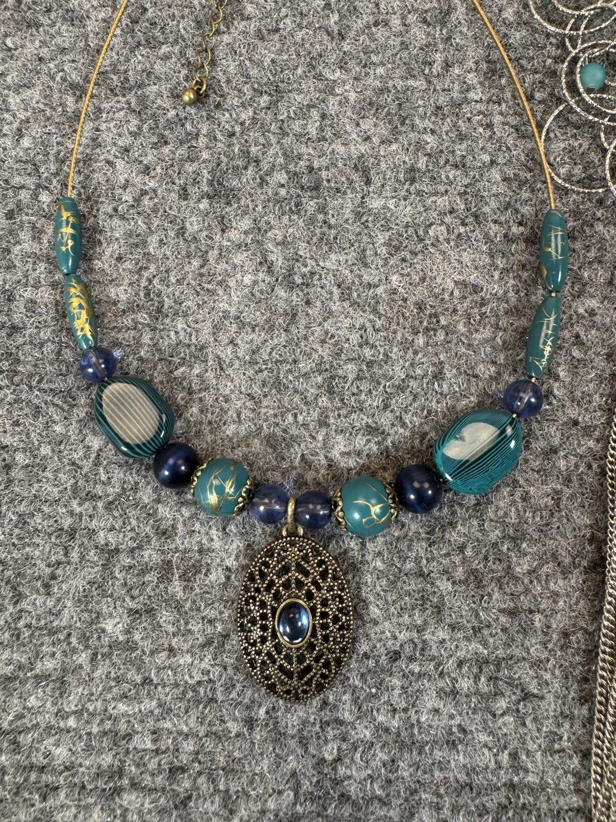 Fashion Jewelry Necklaces Lot of 10 Varied Lengths Blues Greens Beads Stones