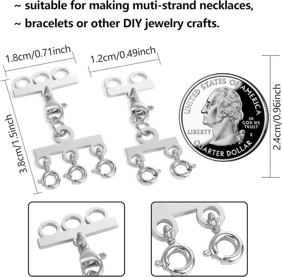 Silver Necklace Separator for Layering Necklace Layering Clasps Connectors for