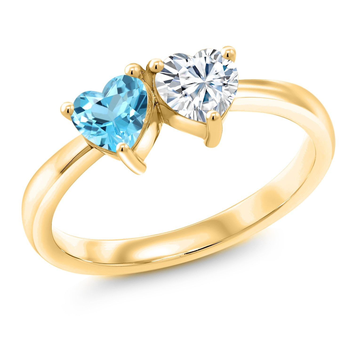 18K Yellow Gold Plated Silver Fashion Ring Topaz Moissanite (0.97 Cttw)