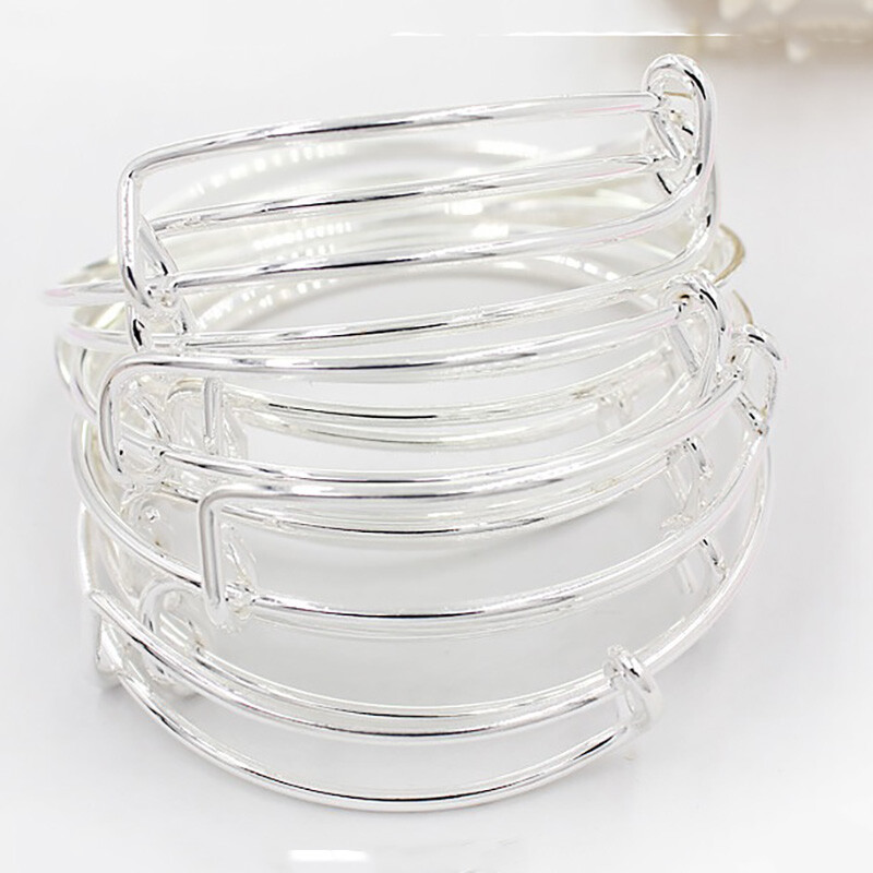 20Pcs DIY Lot Sterling Silver Adjustable 6″ To 8-1/2″ Bracelet Bangle D194
