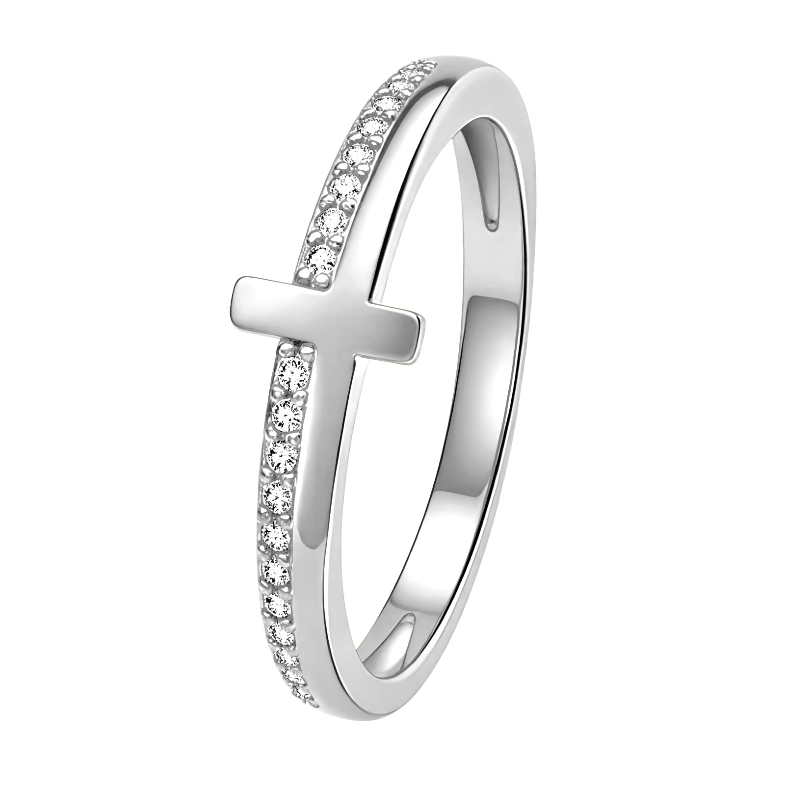 Women Small Cross Cubic Zirconia Band Ring Stackable Christian Jewelry Size 6-10
