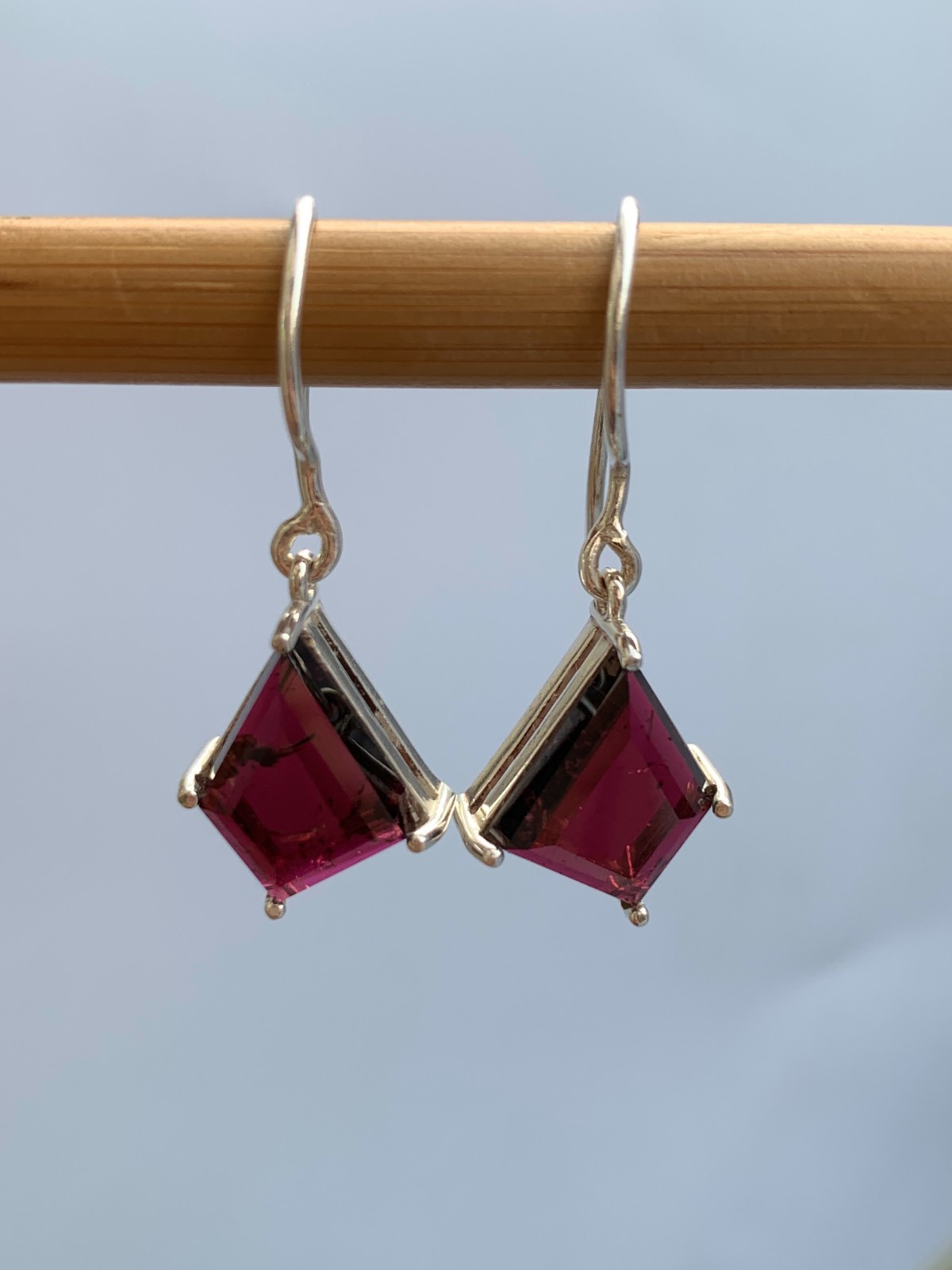 Pinkish Red Tourmaline Earrings: 925 Sterling Silver, Handmade Gemstone Jewelry