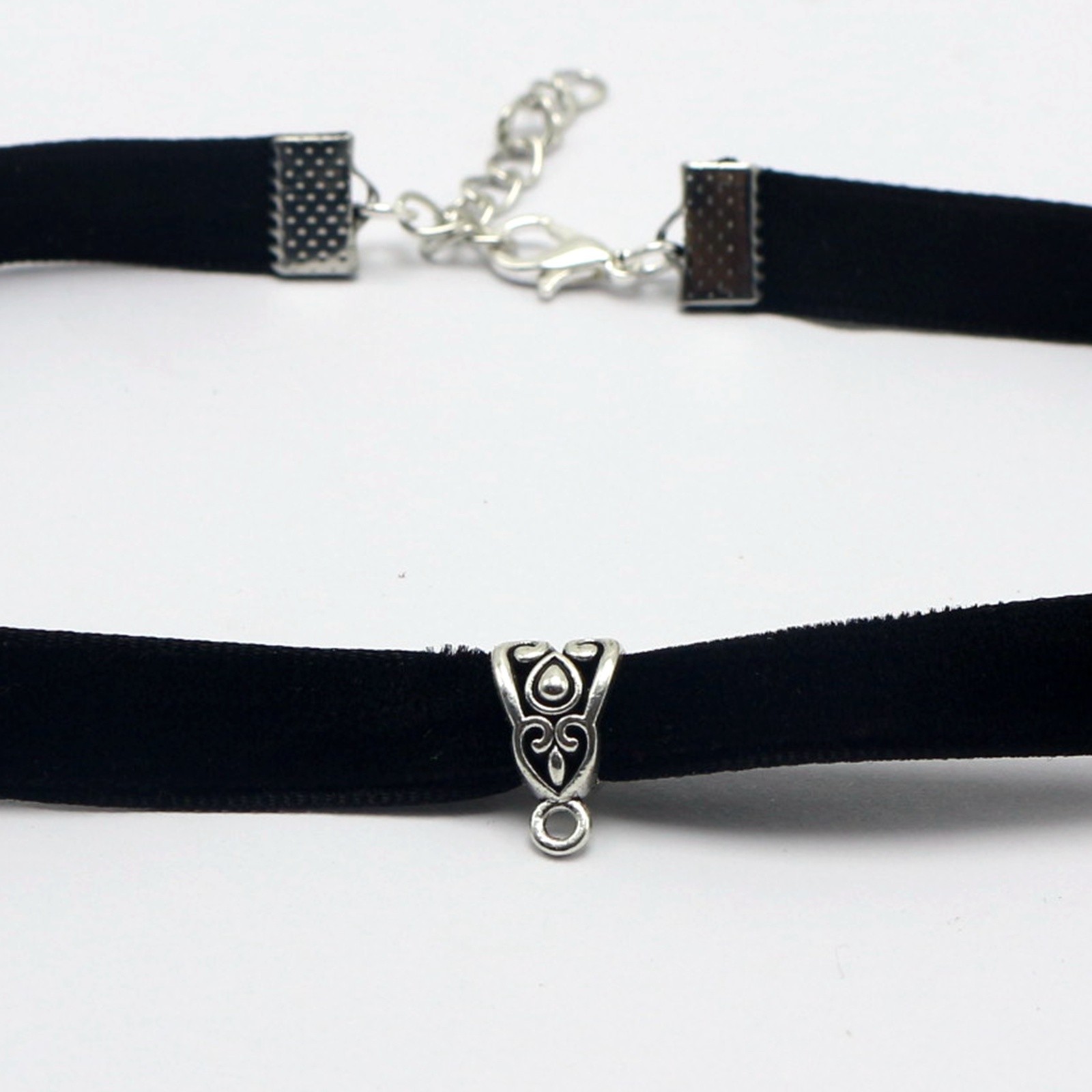 10pcs Black Velvet Classic Choker Necklace with Bails for Pendants Chain Collar