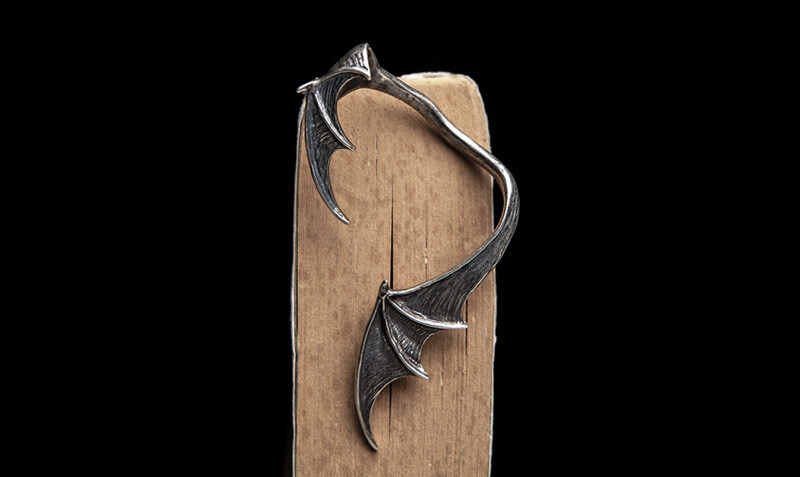 Anti-allergic Gothic Bat Wing Ear Clip Ear Sterling Silver Climber Earrings Fast