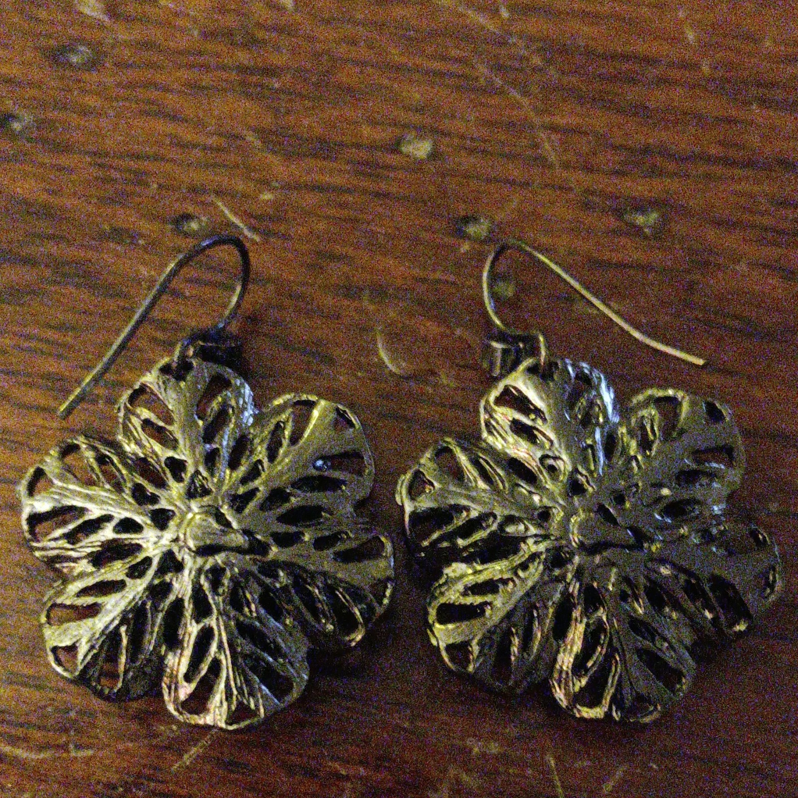 Purple Crystal Flower Dangle/Drop Hook Earrings Marquise Cluster