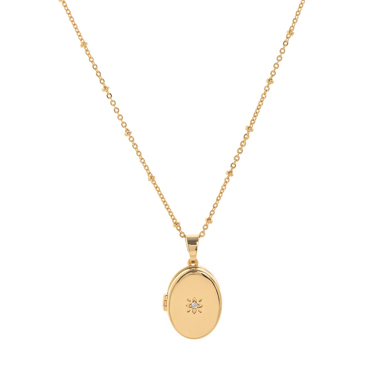 Necklace plated Ins simple zircon love open and close oval album
