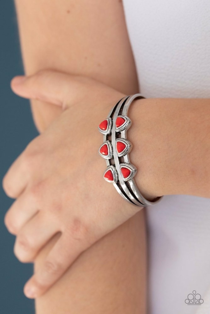 Tribal Triad Red Cuff Bracelet