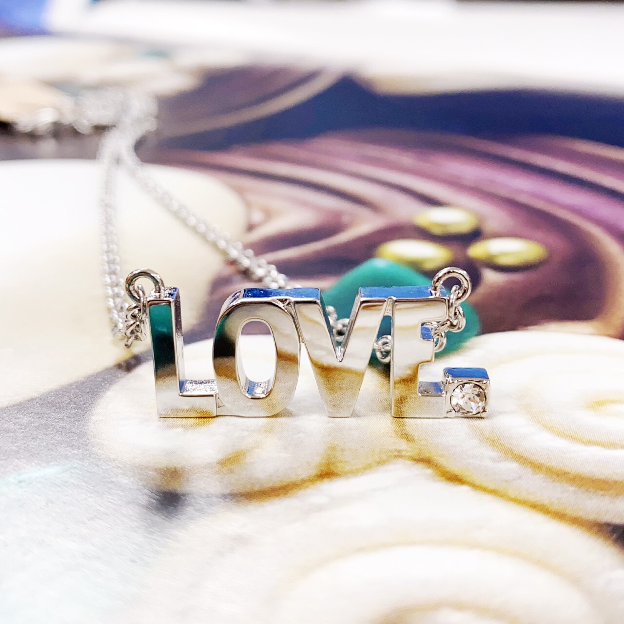 LOVE Letter Necklace stainless steel pendant with white one Crystal By Controse