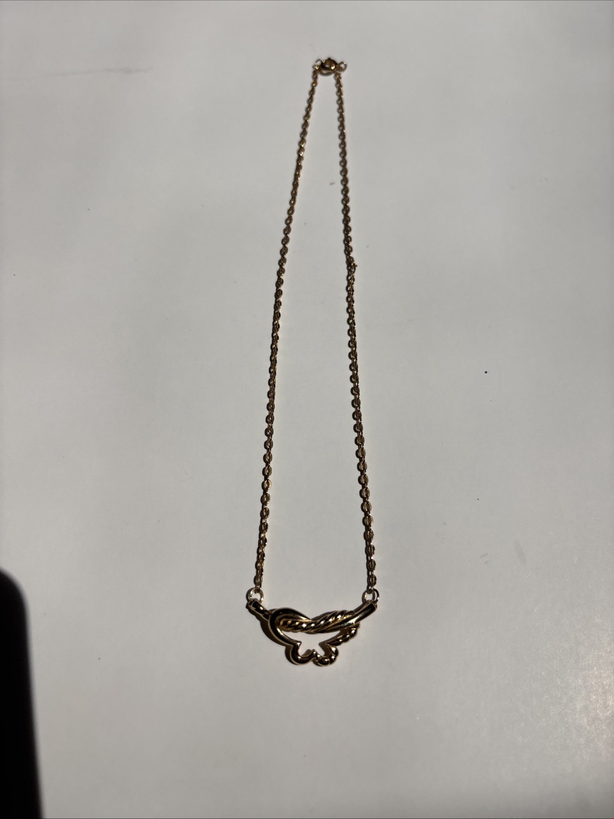 Gold Tone Open Butterfly Station Pendant Necklace Delicate Cable Chain Dainty